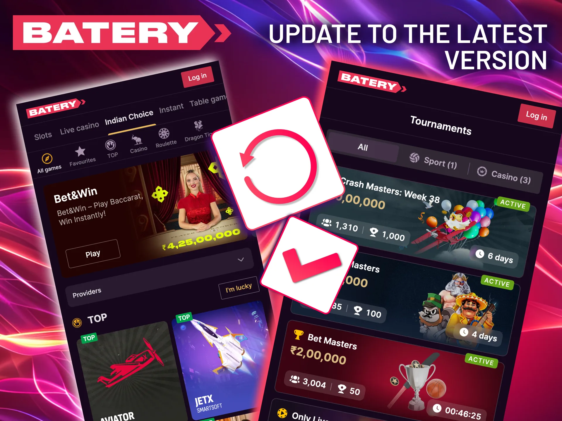 Batery updates install automatically when prompted at launch.