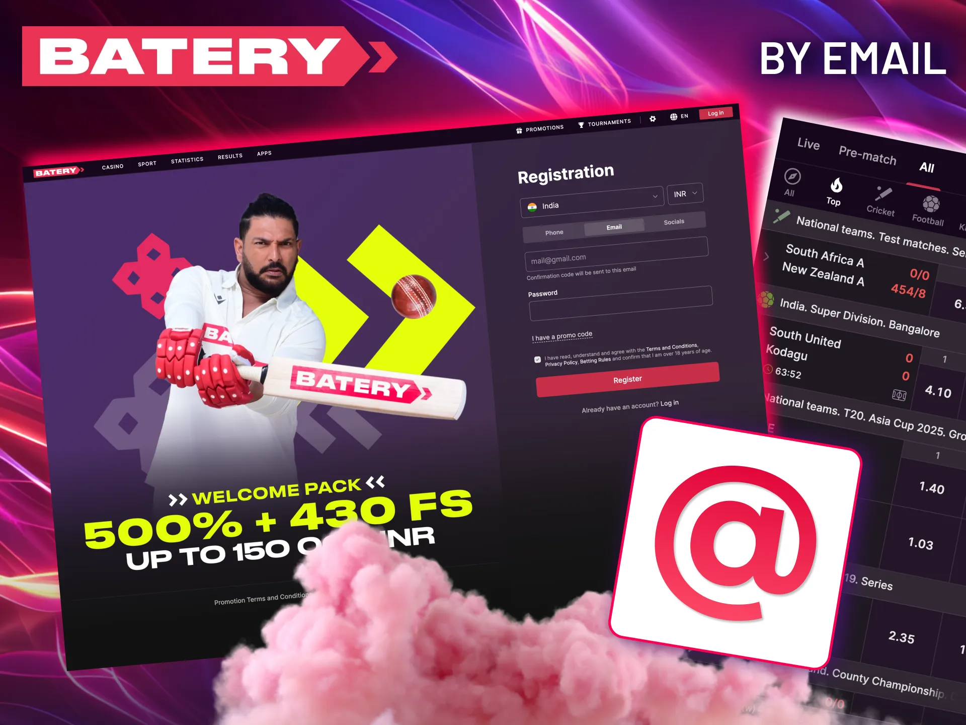 Create your Batery account with email.