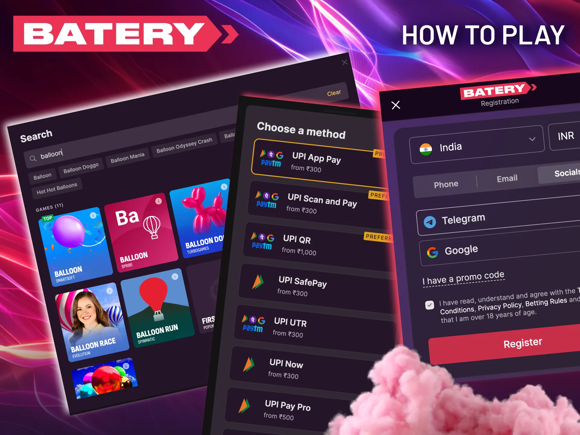 Batery Balloon casino guide join now deposit and play.