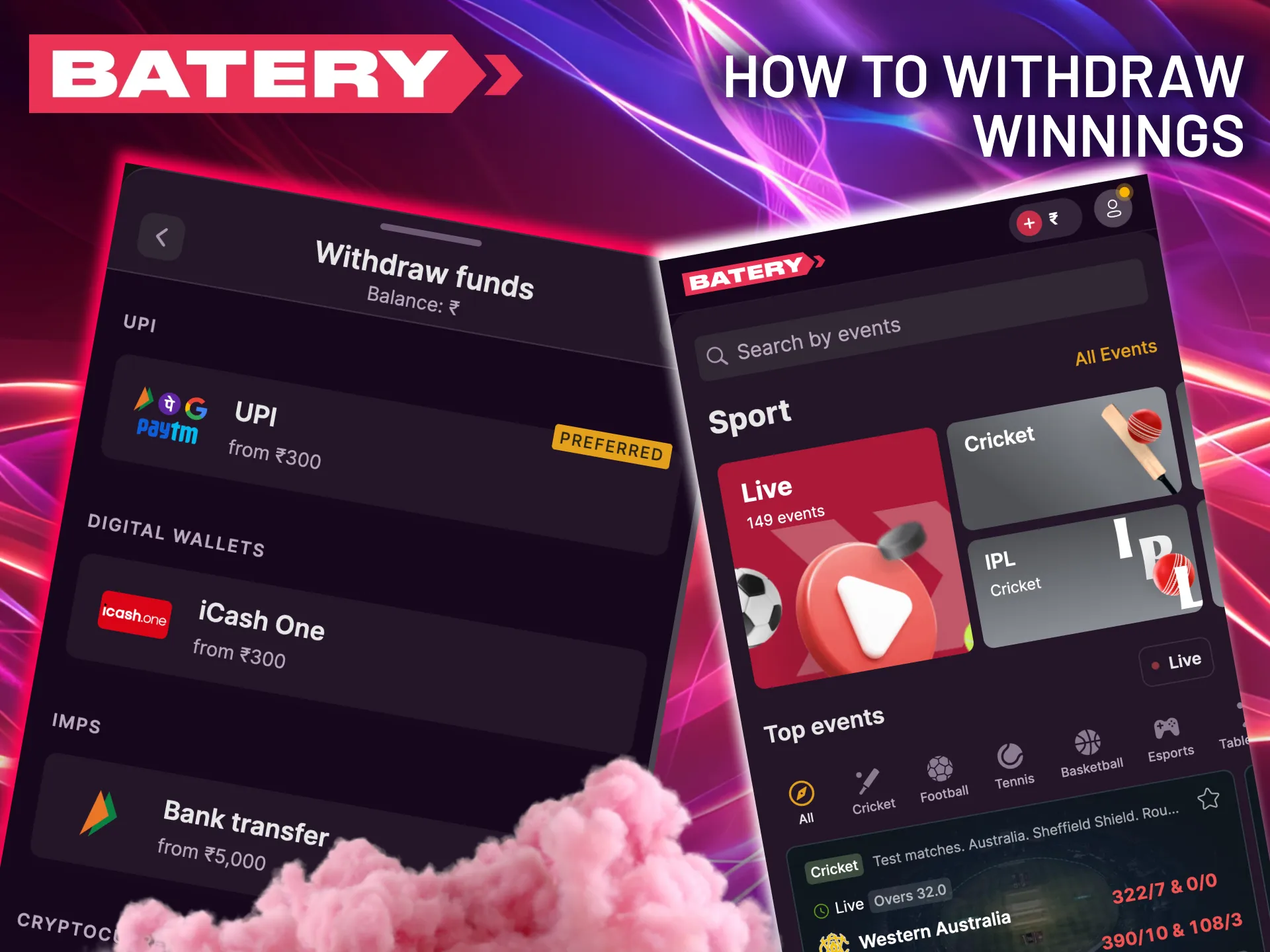 Batery process complete wagering then request payout.