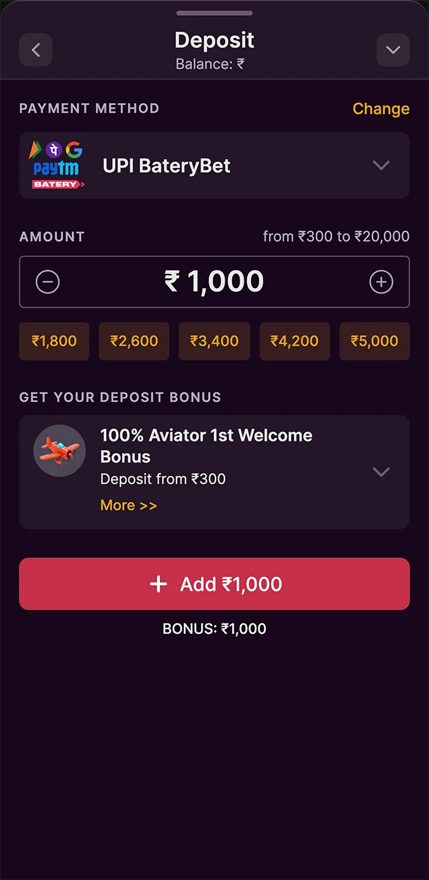 To play Jetx, you need to top up your account at Batery Casino.